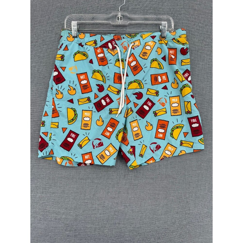 Taco Bell Board Shorts Mens S 9" Food AOP Beach Swim Trunks Lined